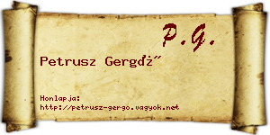 Petrusz Gergő névjegykártya